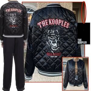 THE KOOPLES Embroidered-tiger quilted satin-woven bomber jacket Size M NEW